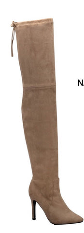 Natural  Suede Thigh High Boots